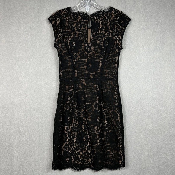 Joie Black Lace Maribeth Mini Dress XS Cap Sleeve Scallop Hem - Picture 11 of 14